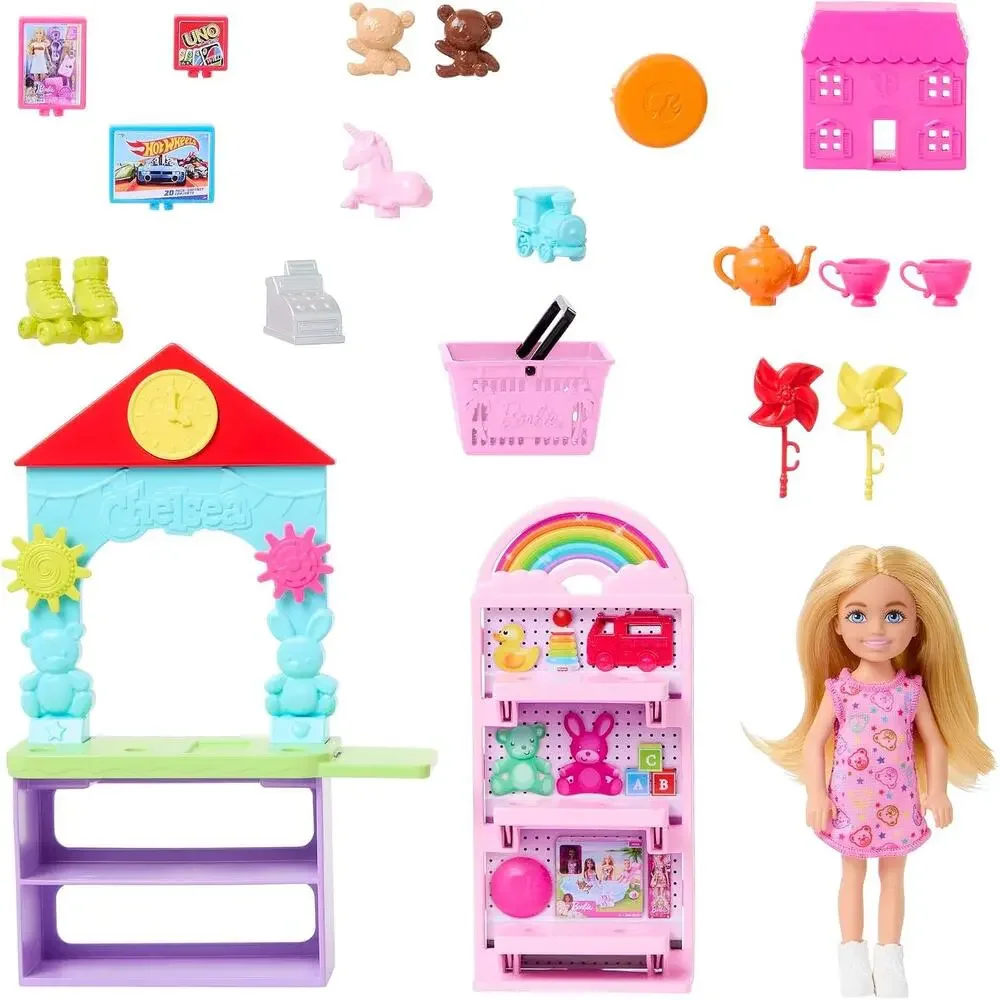 Barbie Chelsea You Can Be Toy Shop, Blonde Doll 20+ Accessories NIB